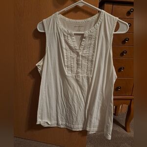 Eddie Bauer White Sleeve-Less V-Neck Top - Size Womens L